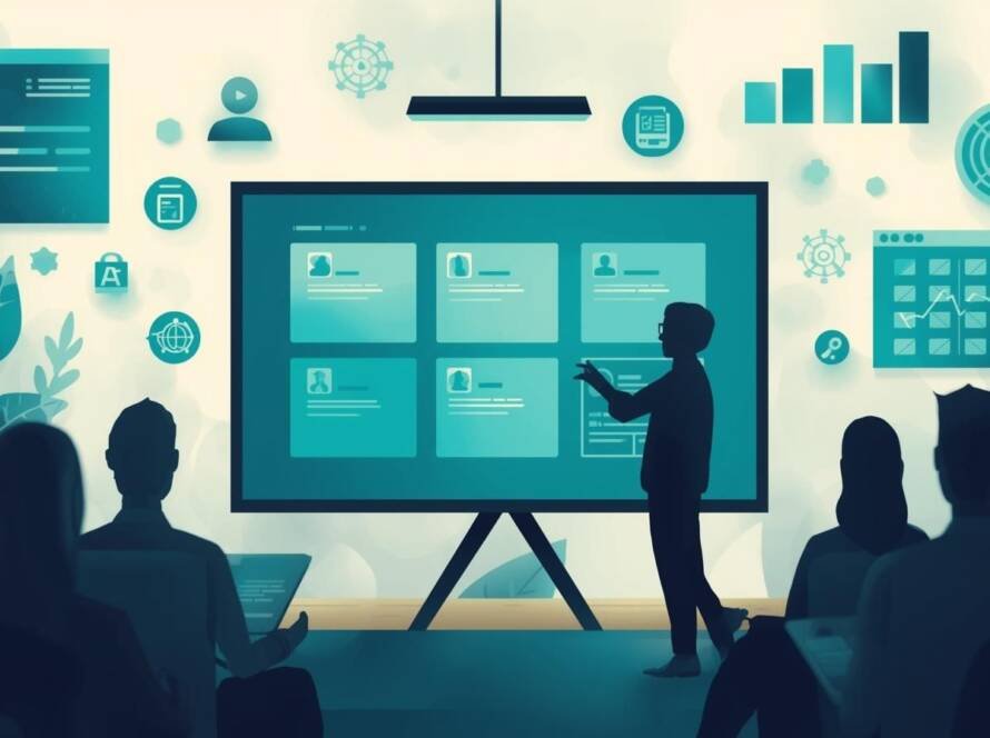 Business consulting professionals meeting around a boardroom table discussing compliance strategy and audit results in a bright, modern office.