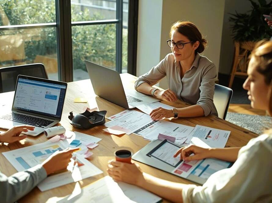 A team of pharmaceutical quality and compliance professionals reviewing data integrity reports and audit documents during a meeting.