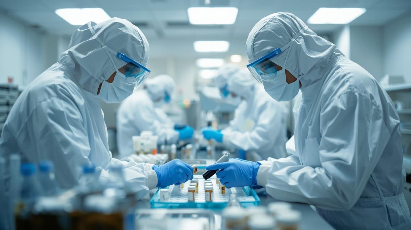 Quality professionals in a controlled pharmaceutical environment demonstrating Pharma 4.0 compliance, digital maturity, and validation-focused operations.